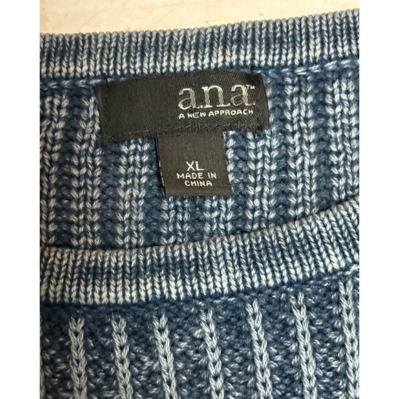A.N.A Womens XL Blue Textured Knit High-Low Sweater Cotton A New Approach - Picture 4 of 7